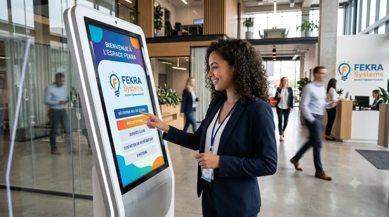 Borne interactive tactile en libre-service - Fekra Systems