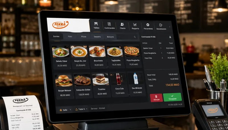 Logiciel de caisse et POS restaurant Fekra Systems au Maroc